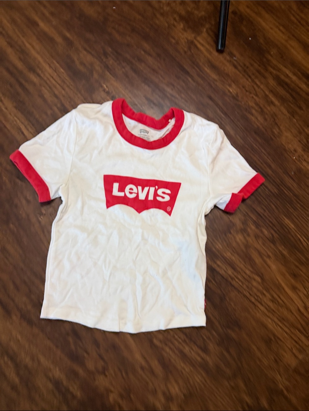 Levi's White Short Sleeve Ringer Tee with Red Logo